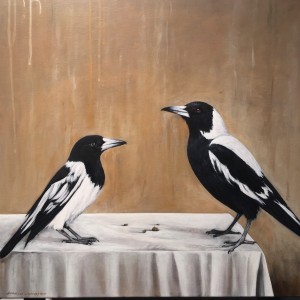 The Dinner Guests, acrylic on linen, 61x61cm SOLD
