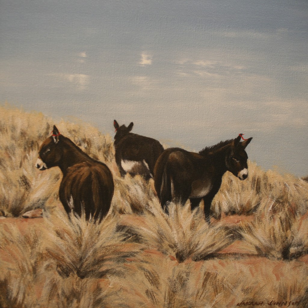 Los Tres Burros, acrylic on canvas, 41x41cm